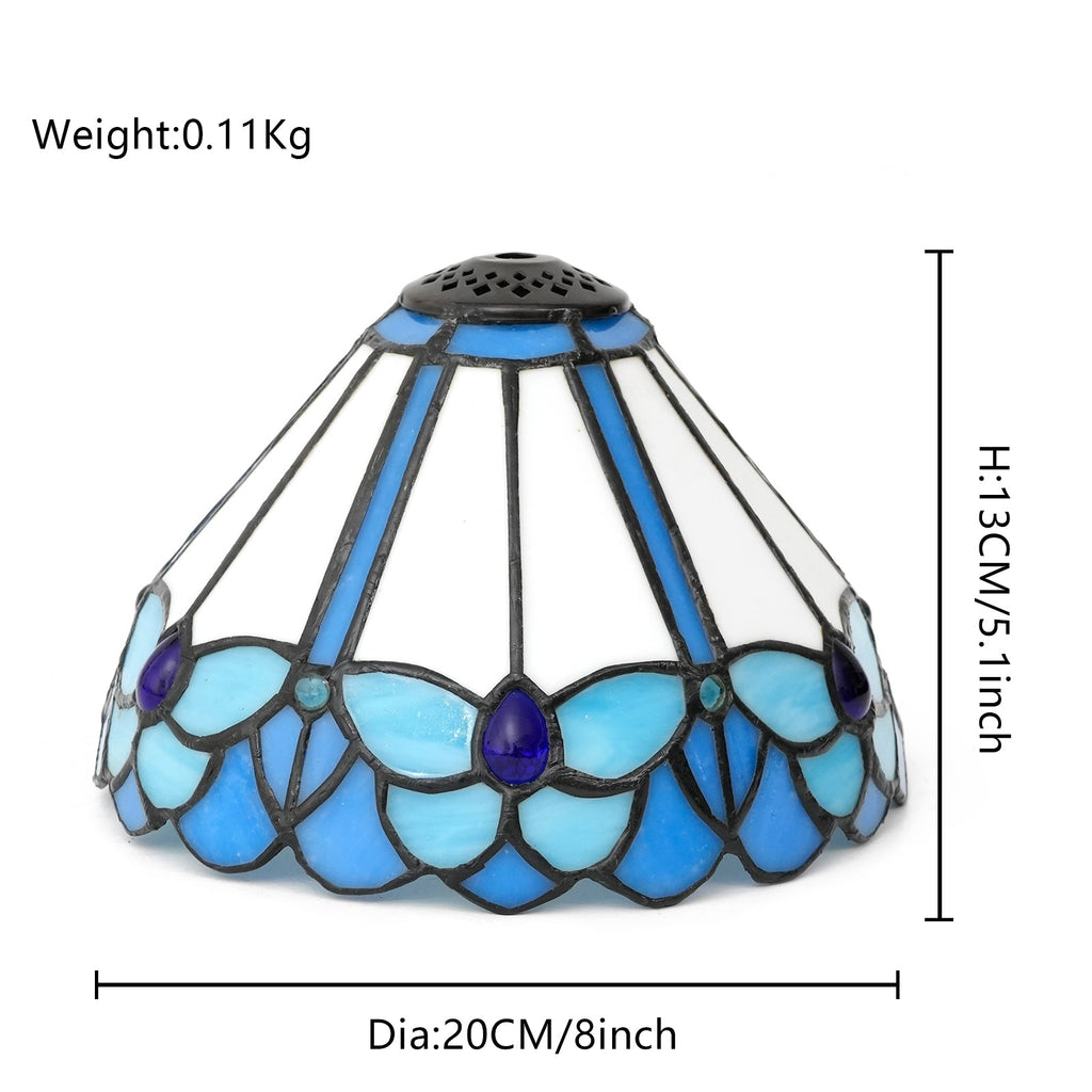 Blue and White Tiffany Lampshade with Scalloped Edge