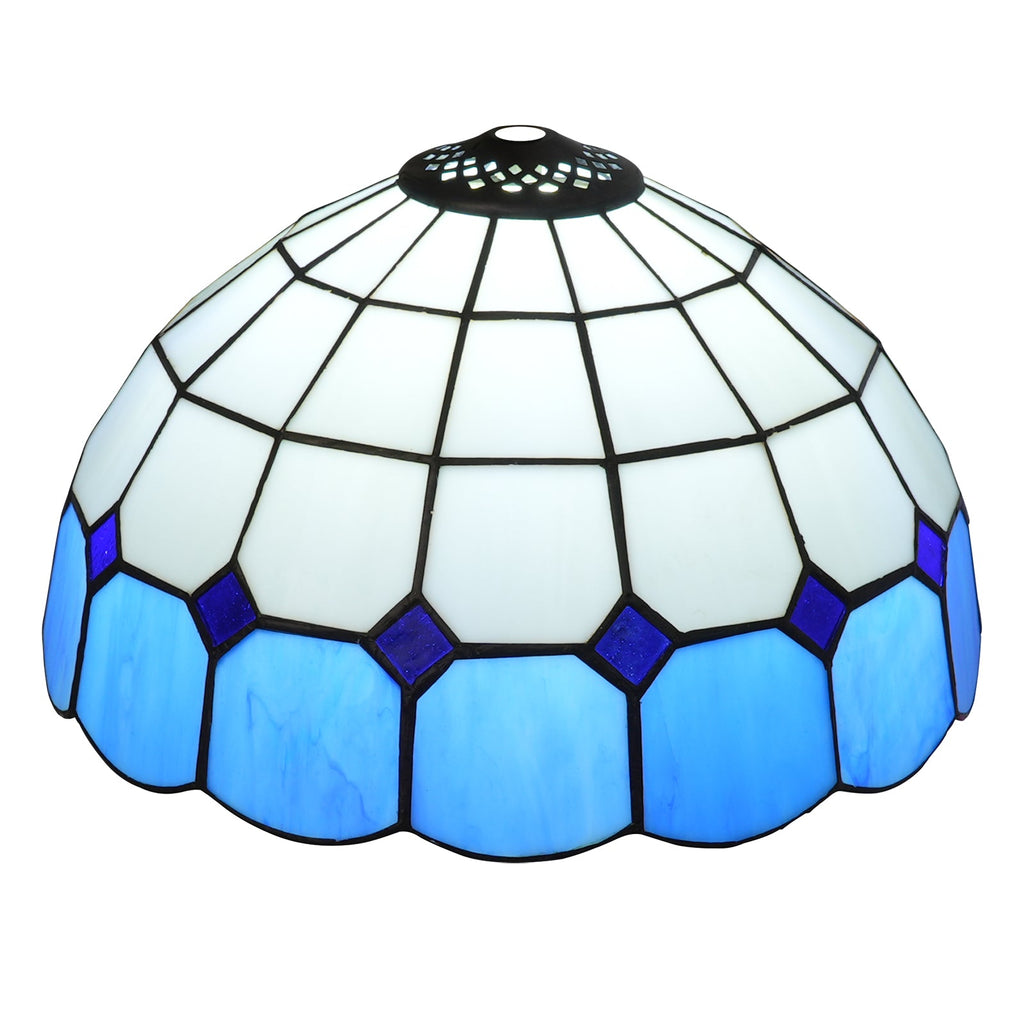 Blue and White Tiffany Stained Glass Lampshade