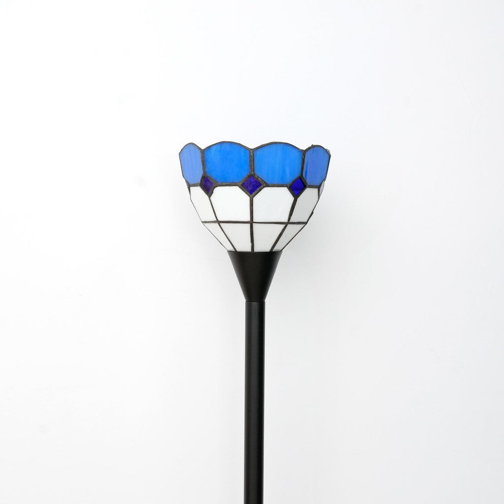 Blue and White Tiffany Style Stained Glass Lamp