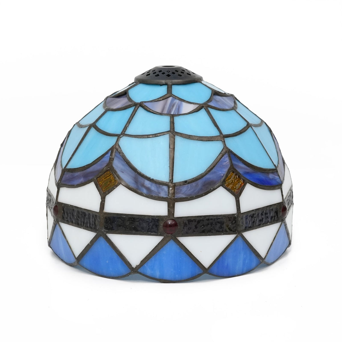 Blue and White Tiffany Style Stained Glass Lampshade