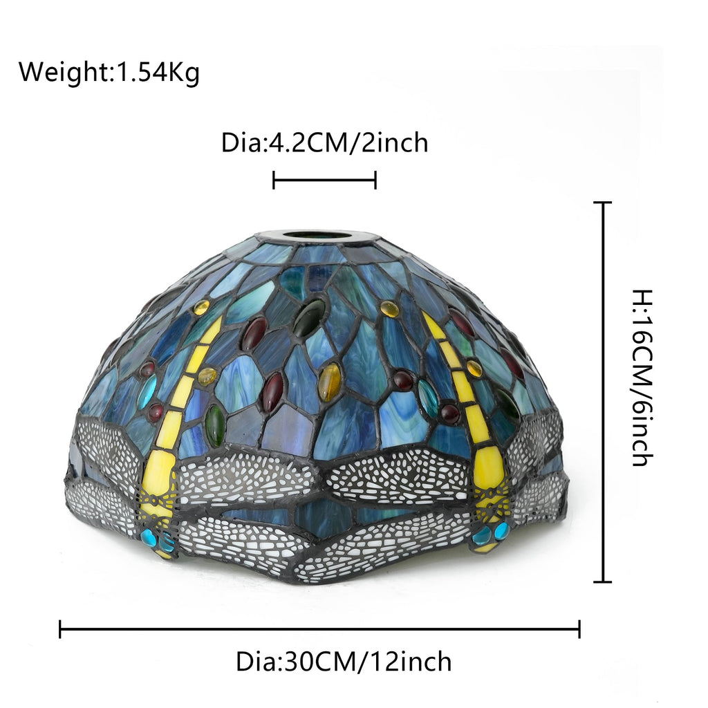 Blue Dragonfly Tinted Glass Tiffany Lampshade