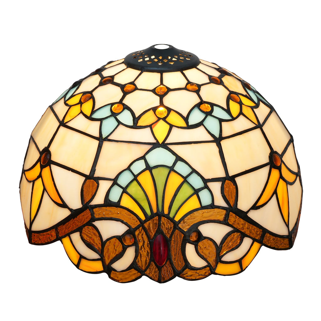 Cream Floral Tiffany Style Stained Glass Lampshade