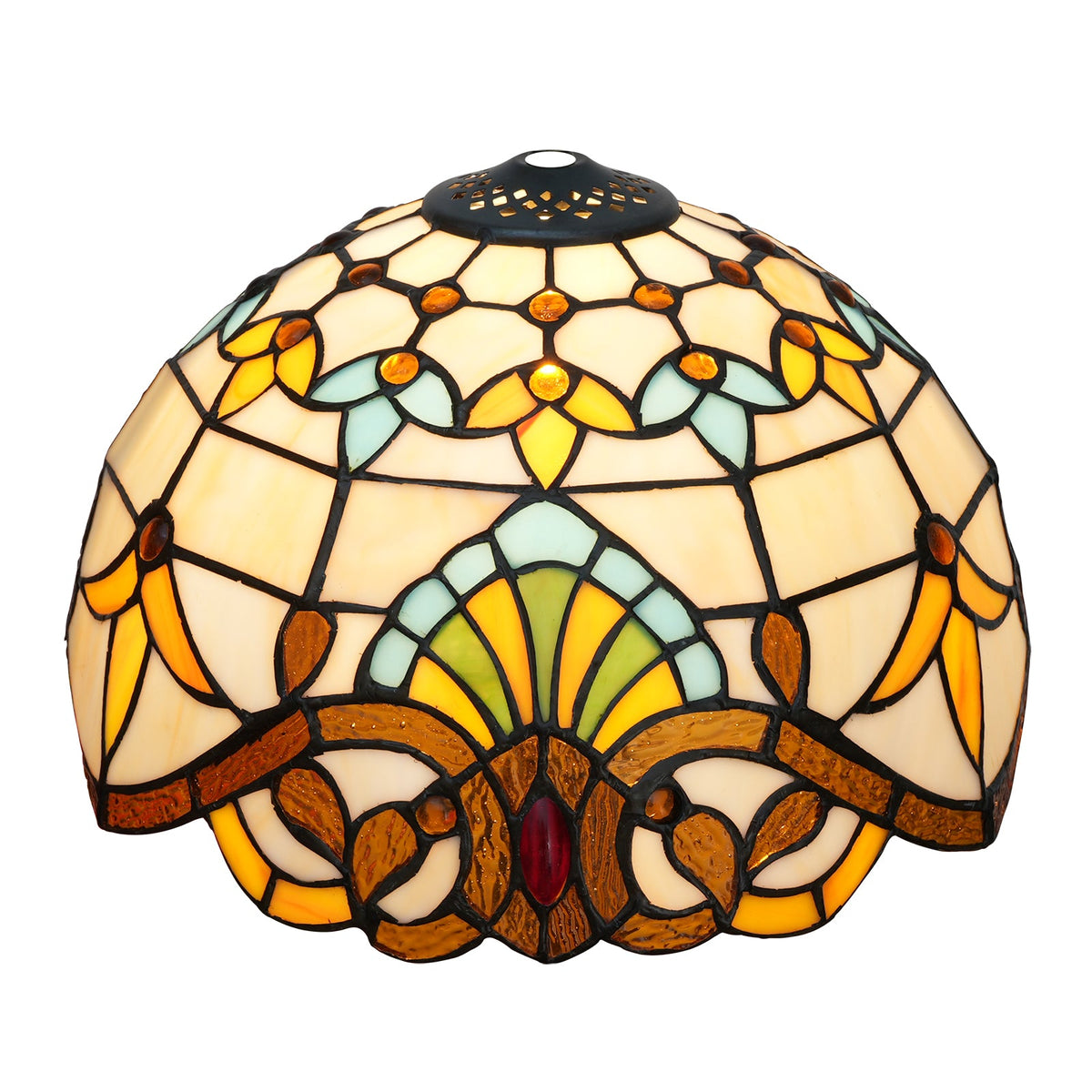 Cream Floral Tiffany Style Stained Glass Lampshade