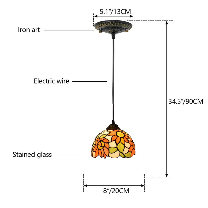 Floral Glass Tiffany Pendant Light
