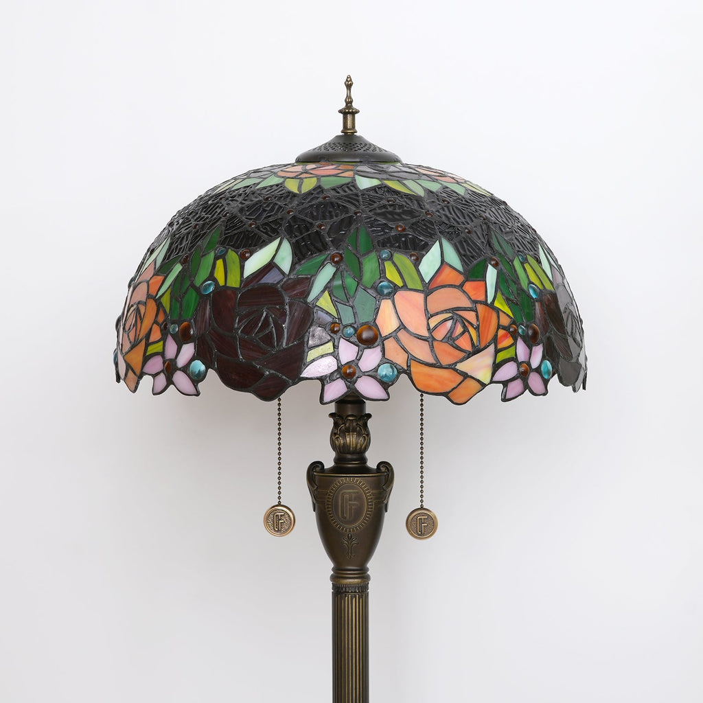 Floral Stained Glass Tiffany Floor Lamp