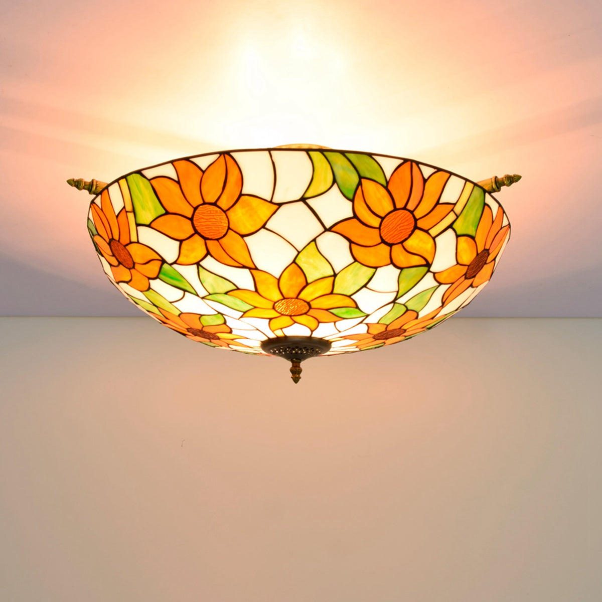 Floral Tiffany Style Stained Glass Ceiling Light