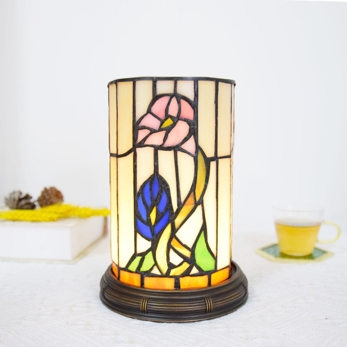 Floral Tiffany Style Stained Glass Diffuser Lamp