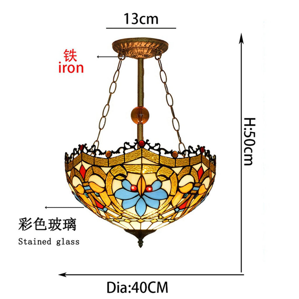 Floral Tiffany Style Stained Glass Pendant Light