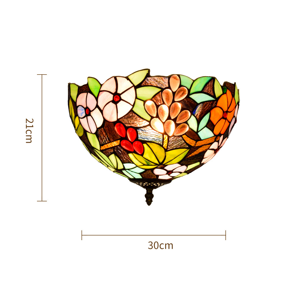 Floral Tiffany Style Stained Glass Wall Sconce