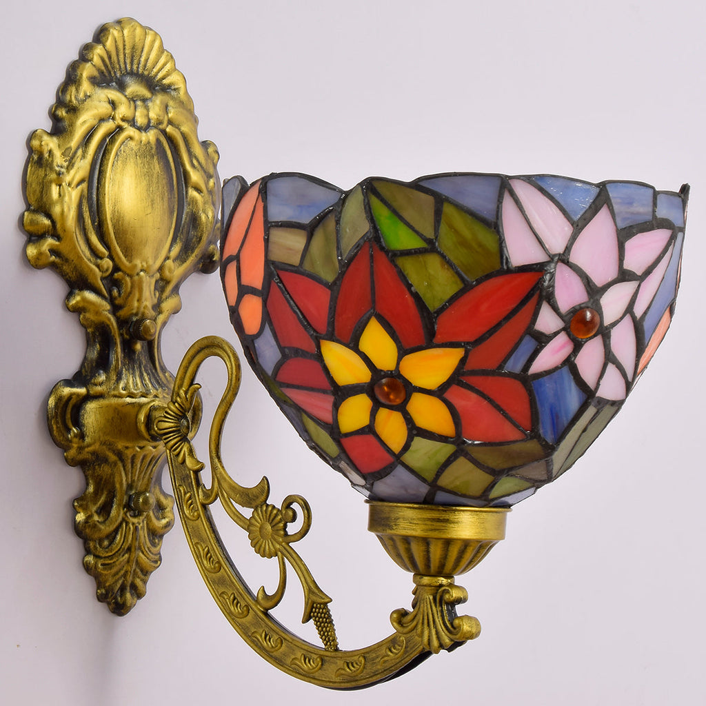 Floral Tiffany Wall Sconce in Stained Glass