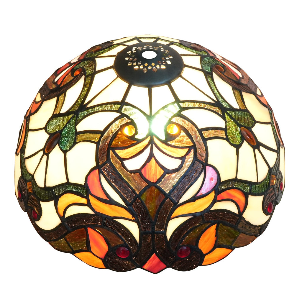 Floral Tinted Glass Tiffany Dome Lampshade