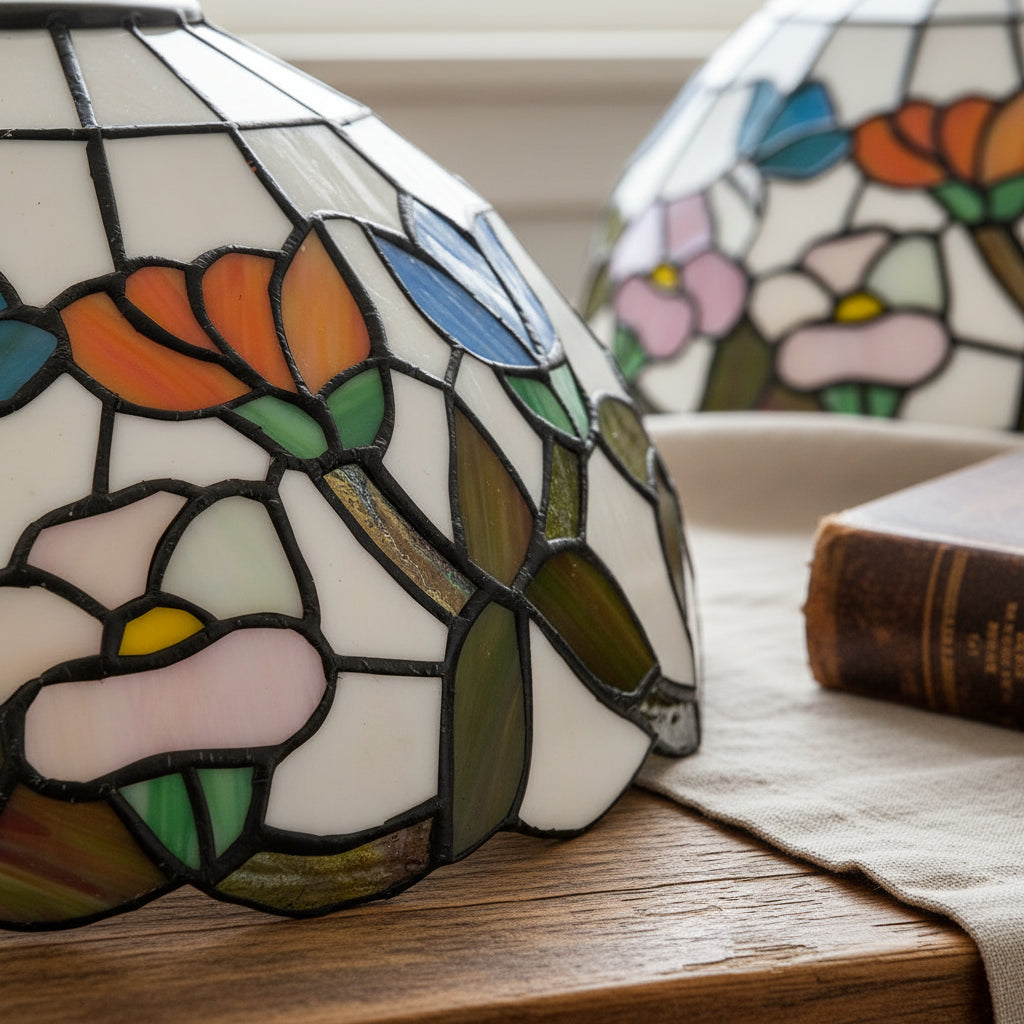 Geometric Floral Stained Glass Tiffany Lampshade