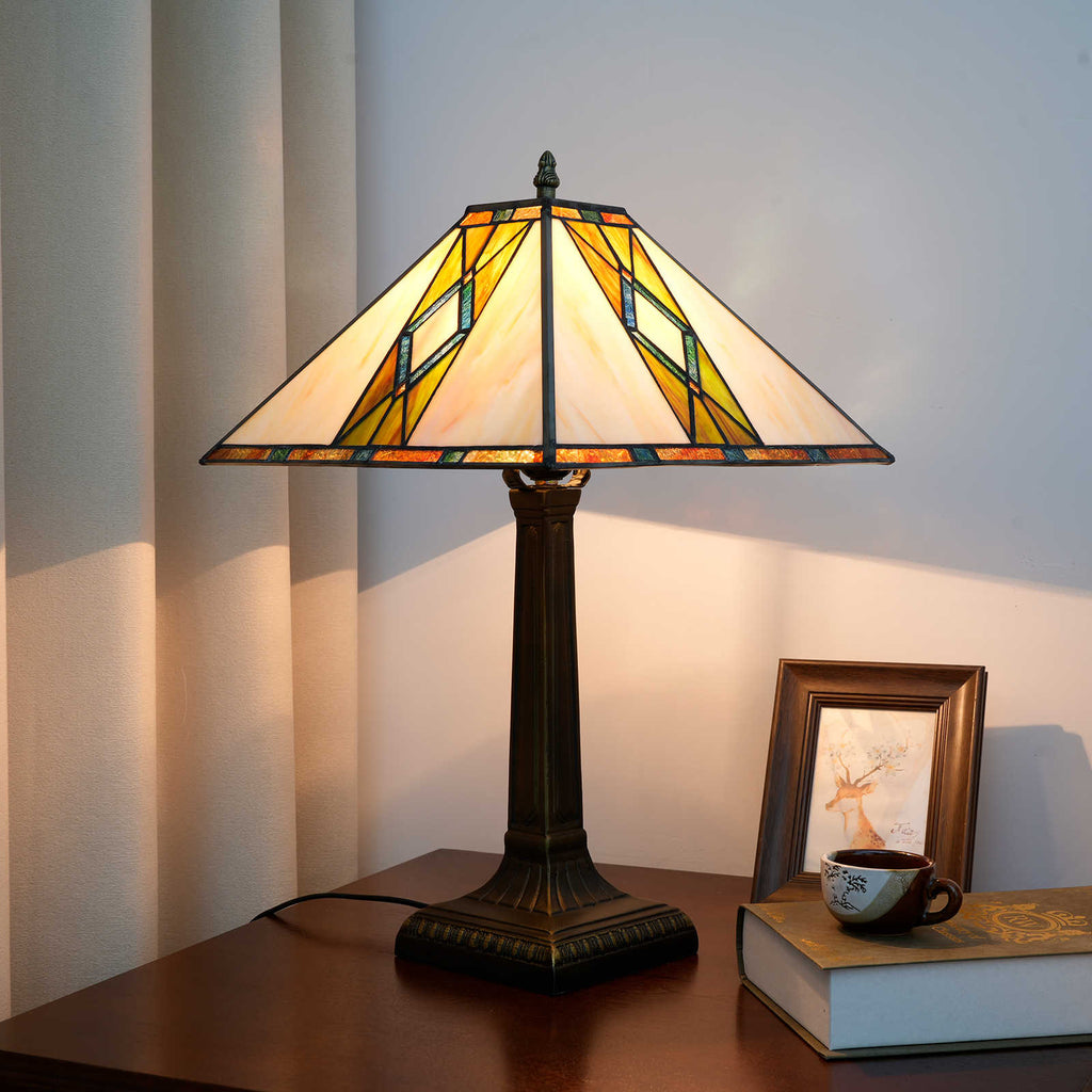 Geometric Stained Glass Tiffany Table Lamp