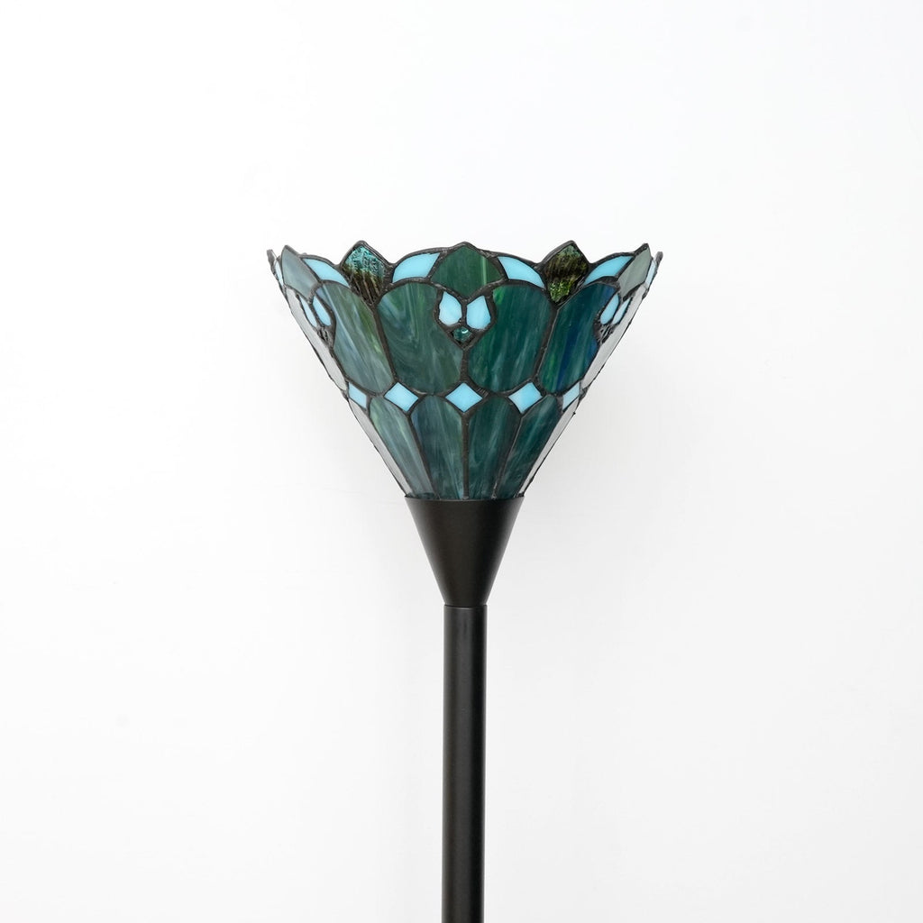 Green and Blue Tiffany Style Stained Glass Floor Lamp