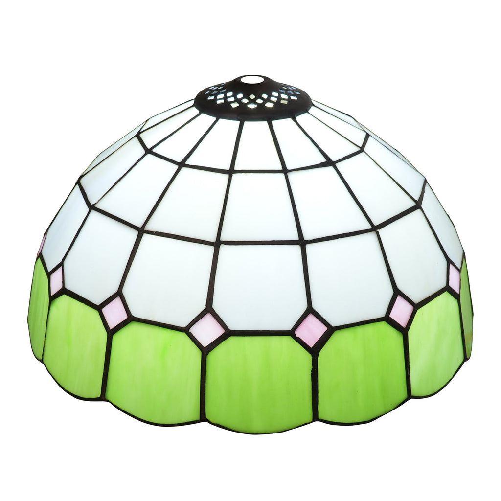 Green and Pink Tiffany Style Tinted Glass Lampshade