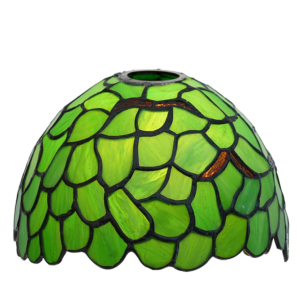 Green Tiffany Lampshade with Leaf Pattern