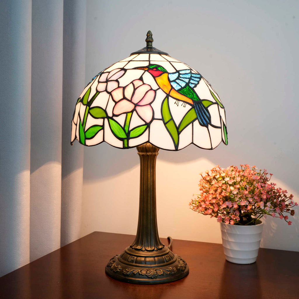 Hummingbird Stained Glass Tiffany Table Lamp