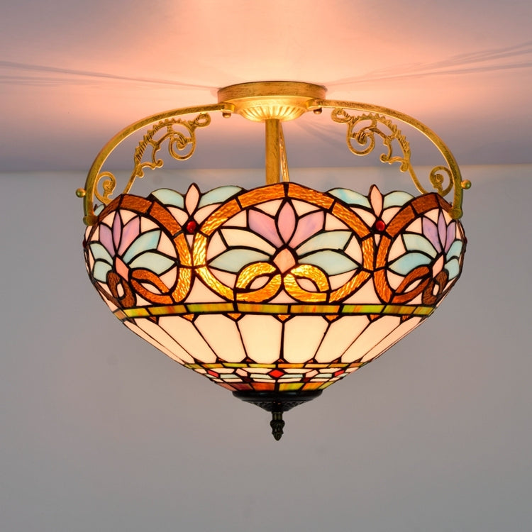 Floral Tiffany Style Stained Glass Ceiling Light