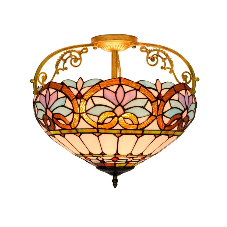 Floral Tiffany Style Stained Glass Ceiling Light