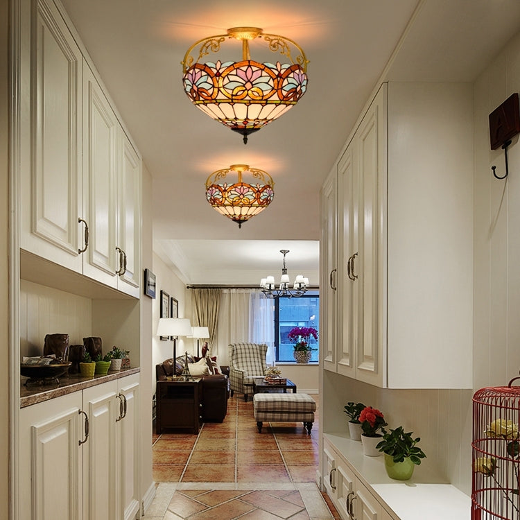 Floral Tiffany Style Stained Glass Ceiling Light