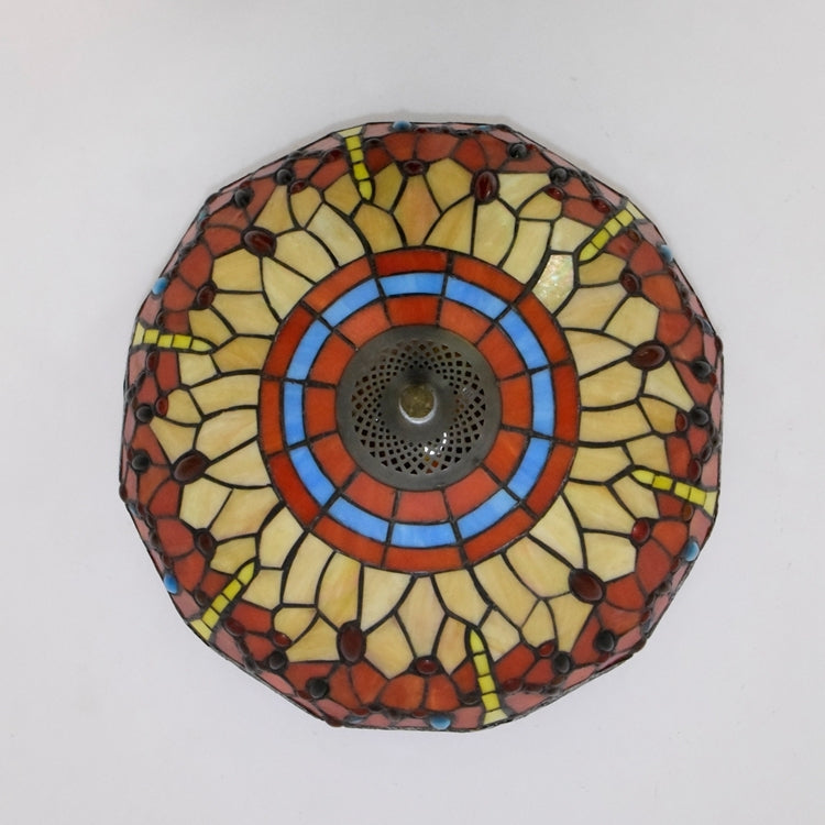 Red Dragonfly Stained Glass Ceiling Light
