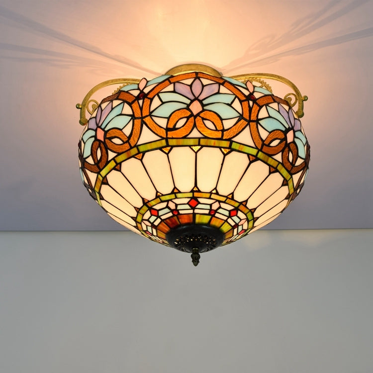 Floral Tiffany Style Stained Glass Ceiling Light