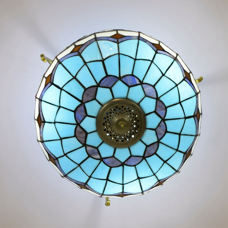 Blue and White Stained Glass Ceiling Light, Tiffany Style