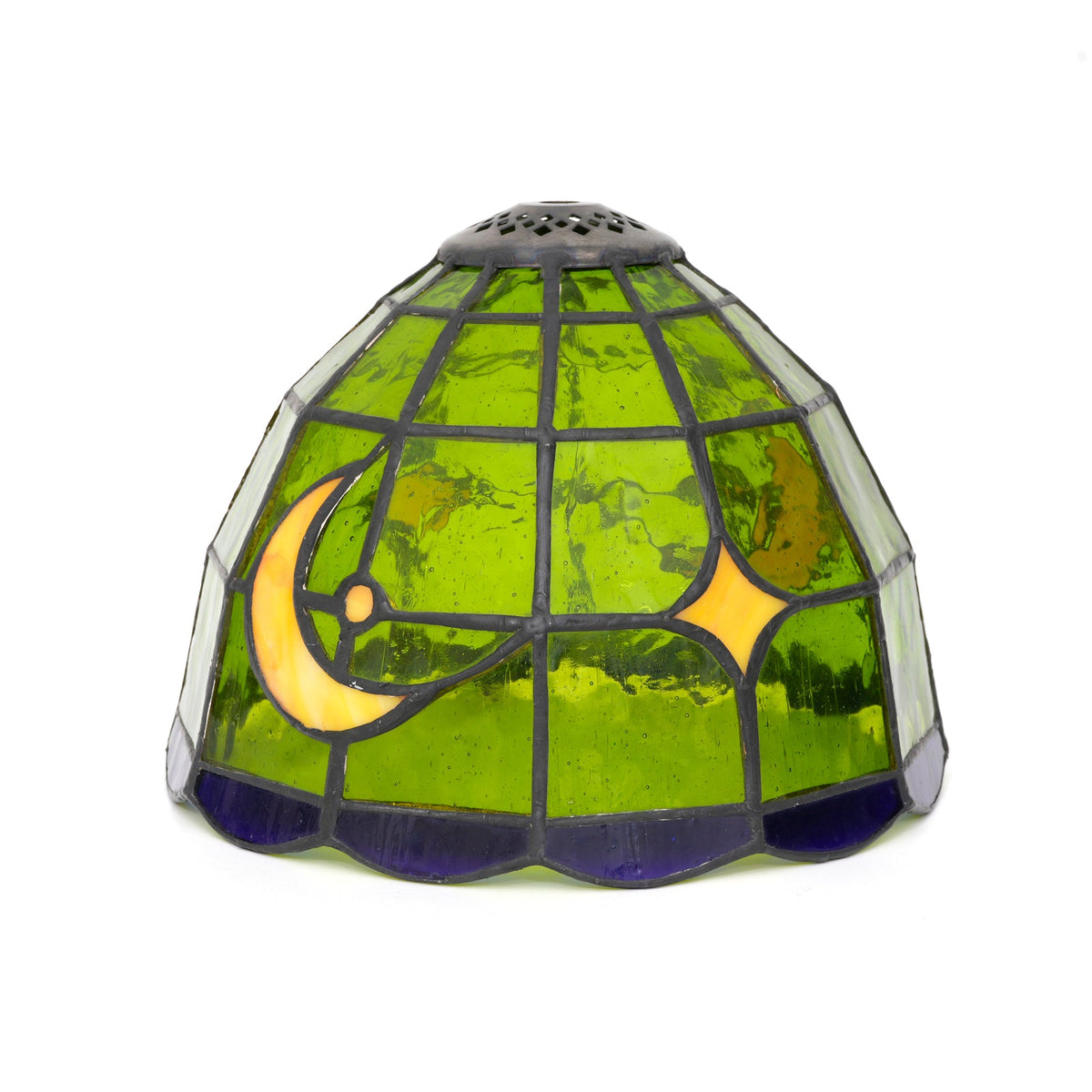 Moon and Star Green Tinted Glass Lampshade