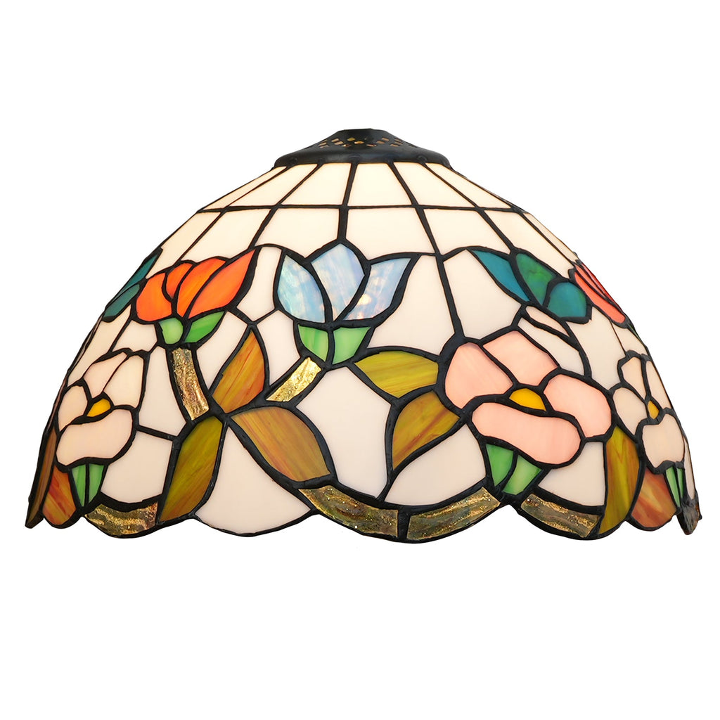 Multicolor Floral Stained Glass Lampshade in Tiffany Style