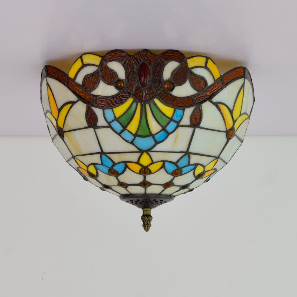 Multicolor Floral Tiffany Stained Glass Ceiling Light