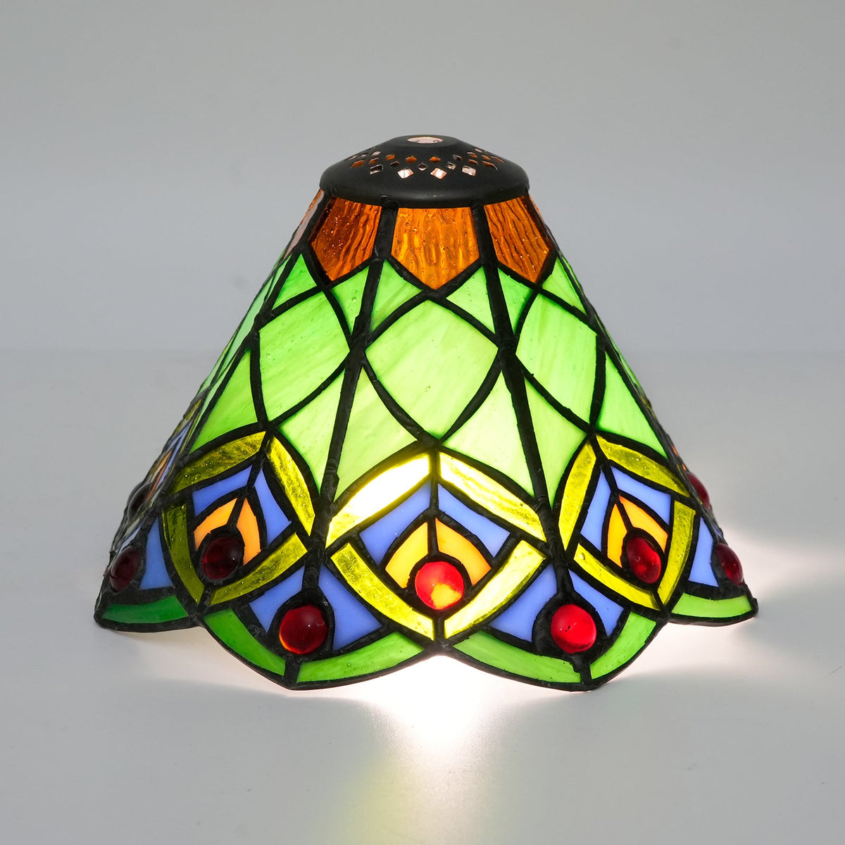 Multicolor Tiffany Stained Glass Lampshade with Beads