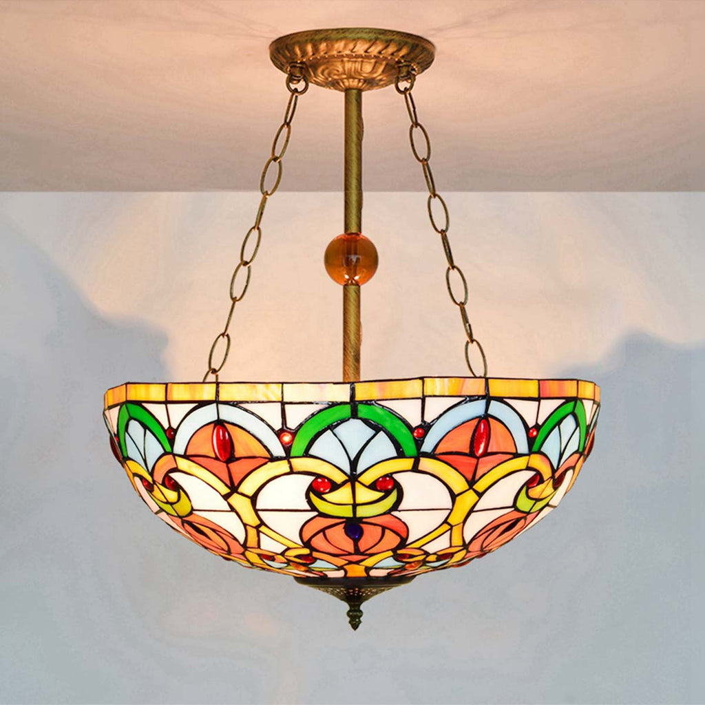 Multicolor Tiffany Style Stained Glass Chandelier