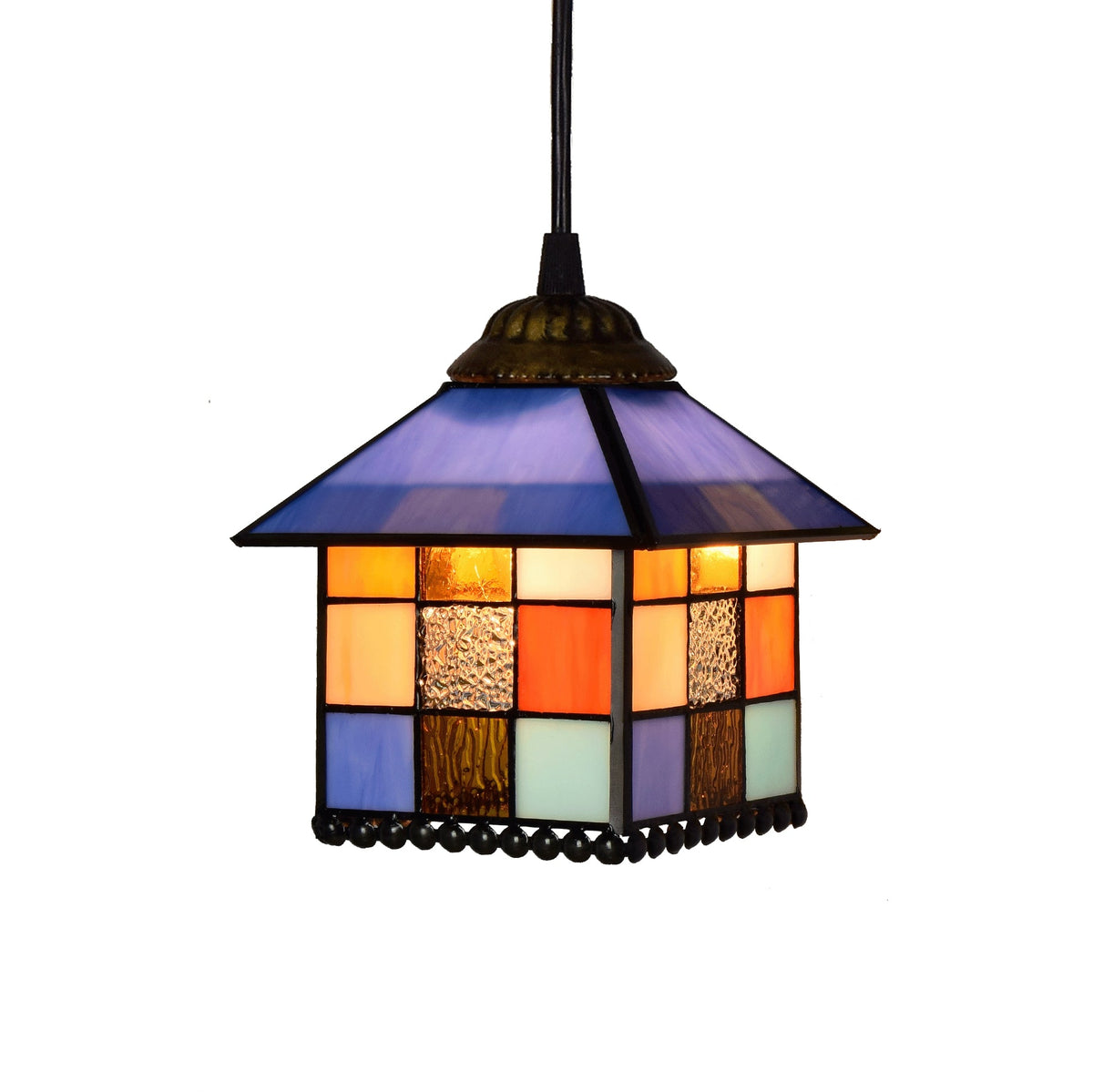 Multicolored Tinted Glass Pendant Light Fixture