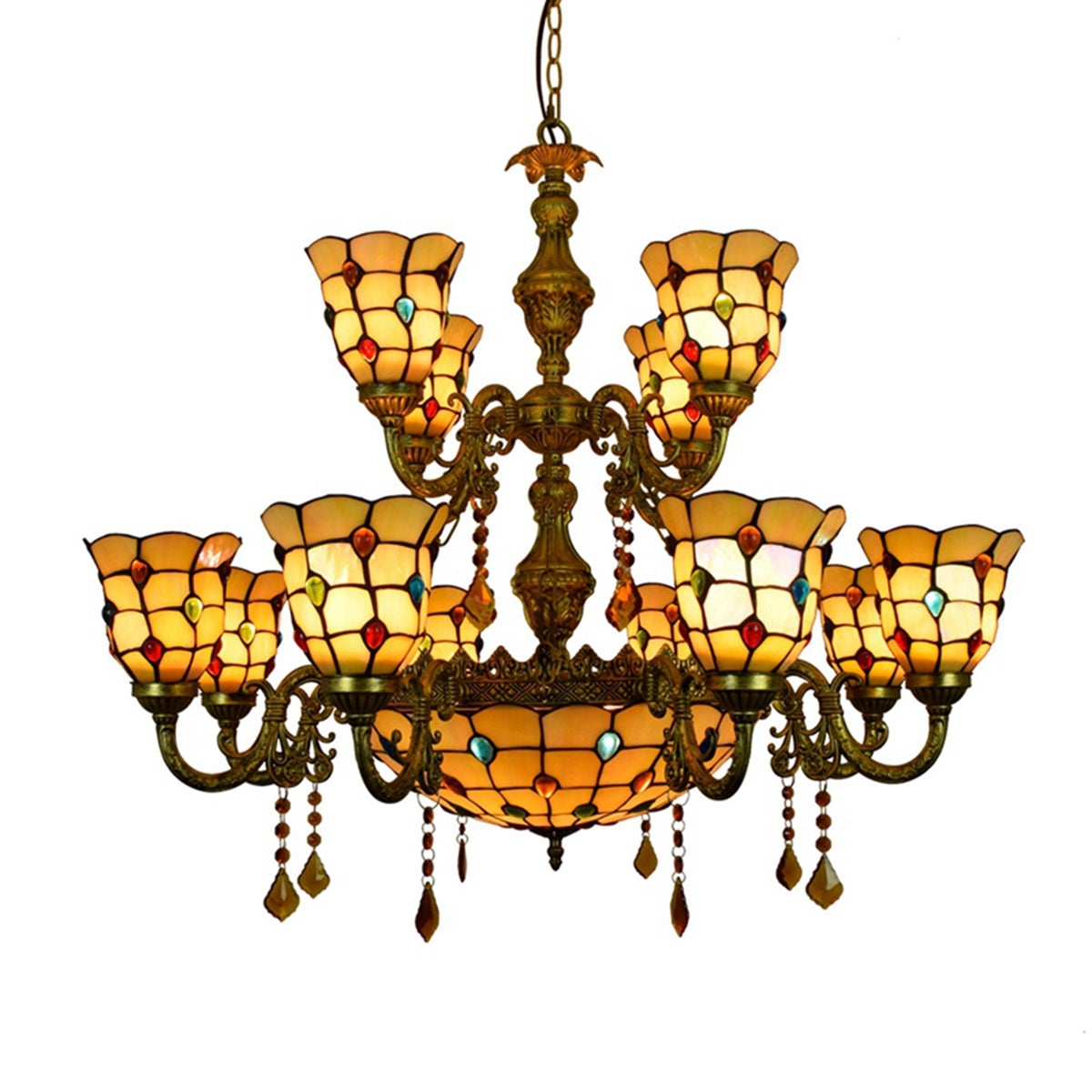 New Tiffany Style Stained Glass Chandelier Lights