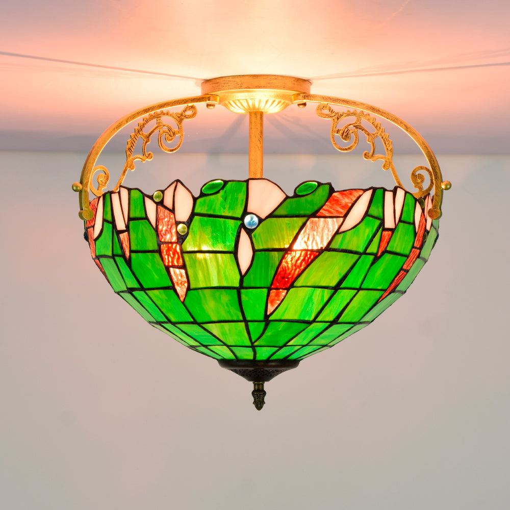 Ornate Tiffany-style stained glass ceiling light