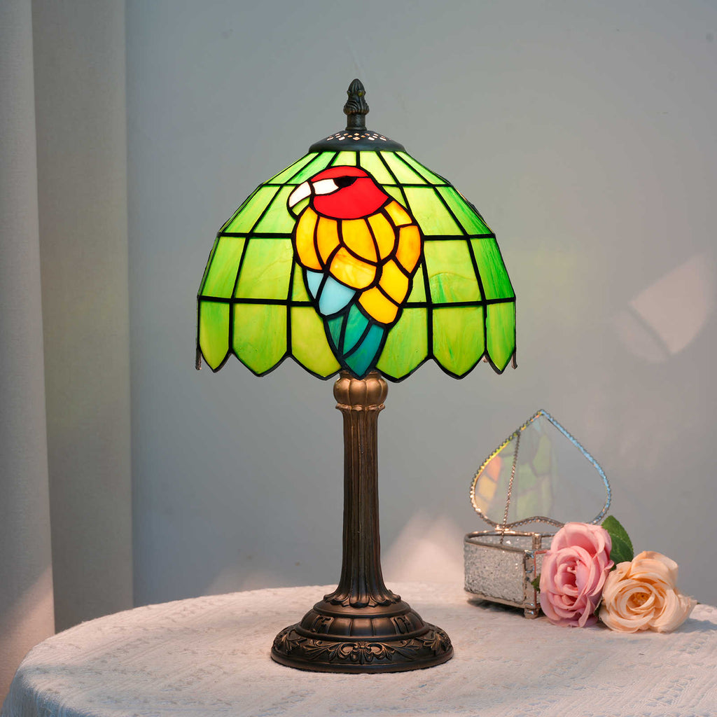 Parrot Green Stained Glass Bedside Lamp