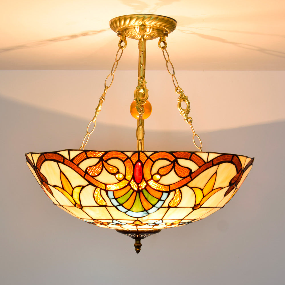 Pendant Light with Scalloped Shade, 3 Bulbs