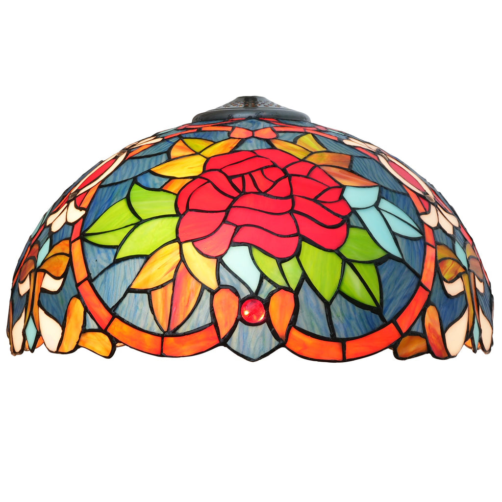 Pink and Red Tiffany Style Stained Glass Lampshade
