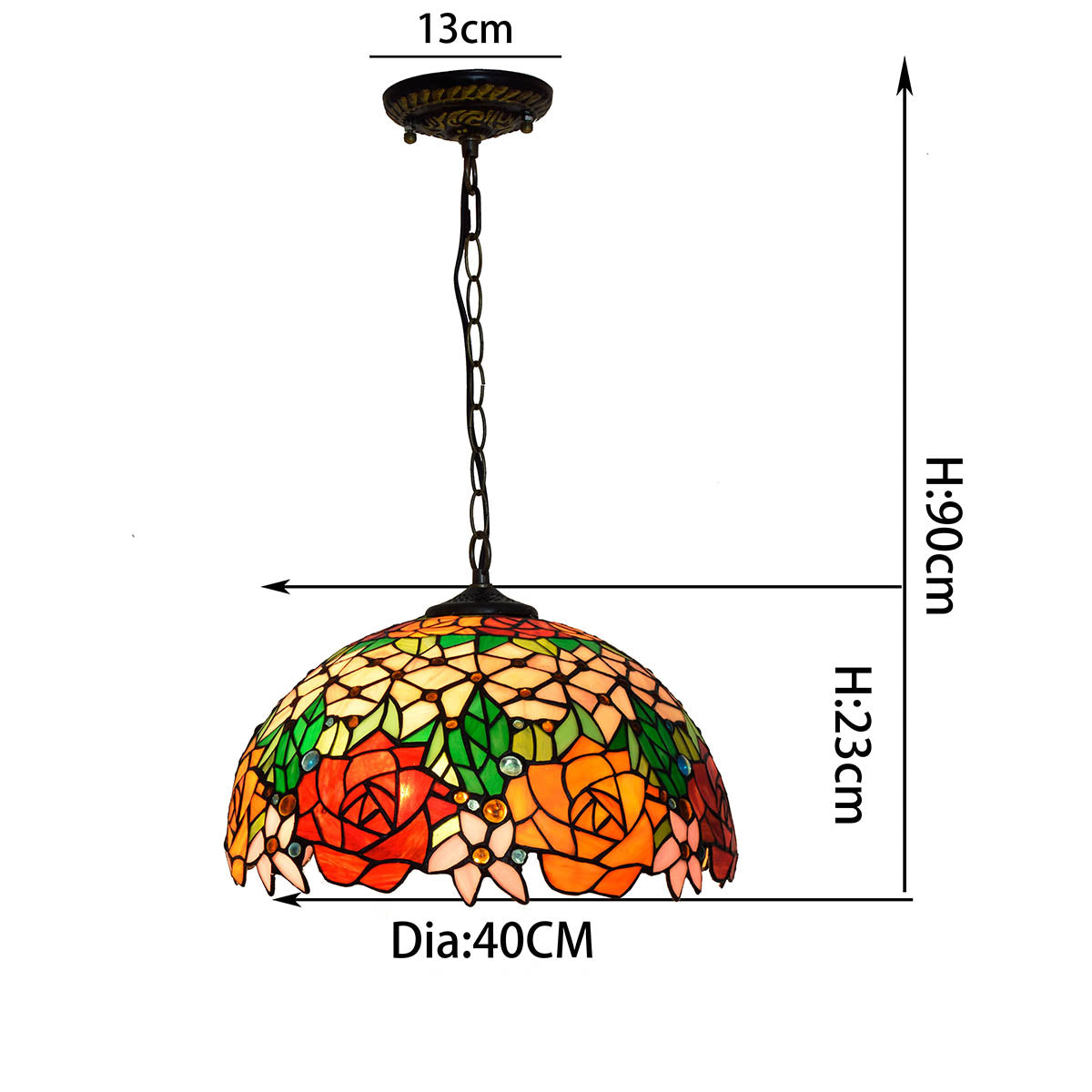 Pink Floral Tiffany Style Tinted Glass Pendant Light
