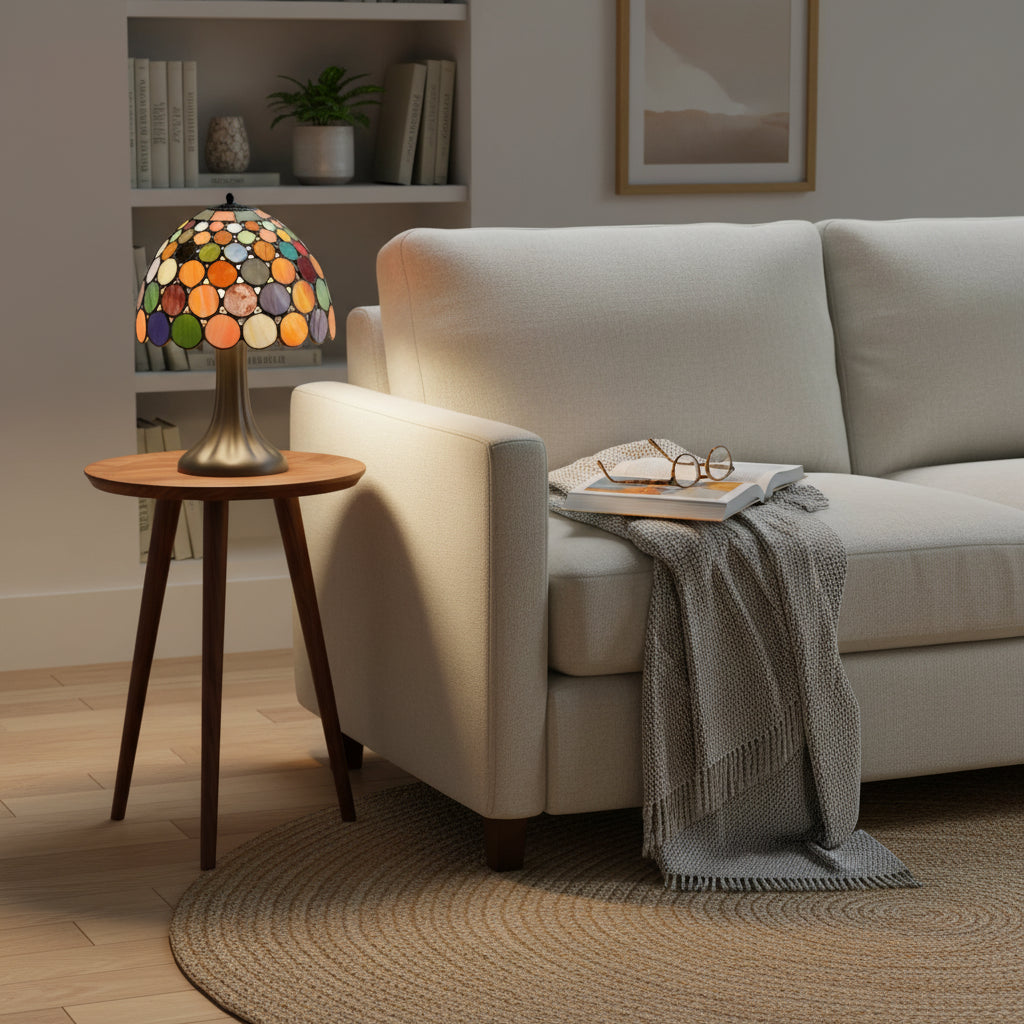 Multicolor Circular Mosaic Stained Glass Lampshade