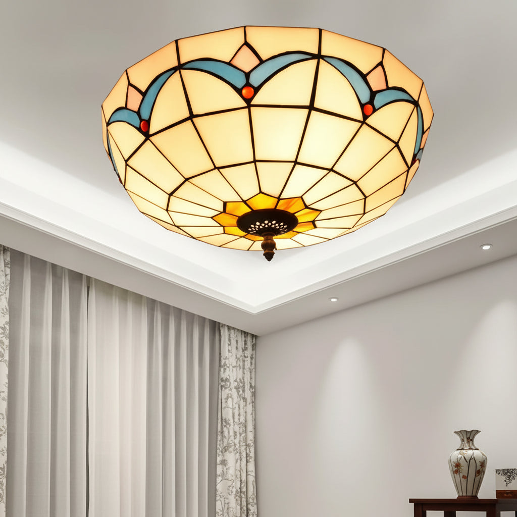 Geometric Stained Glass Tiffany Ceiling Light