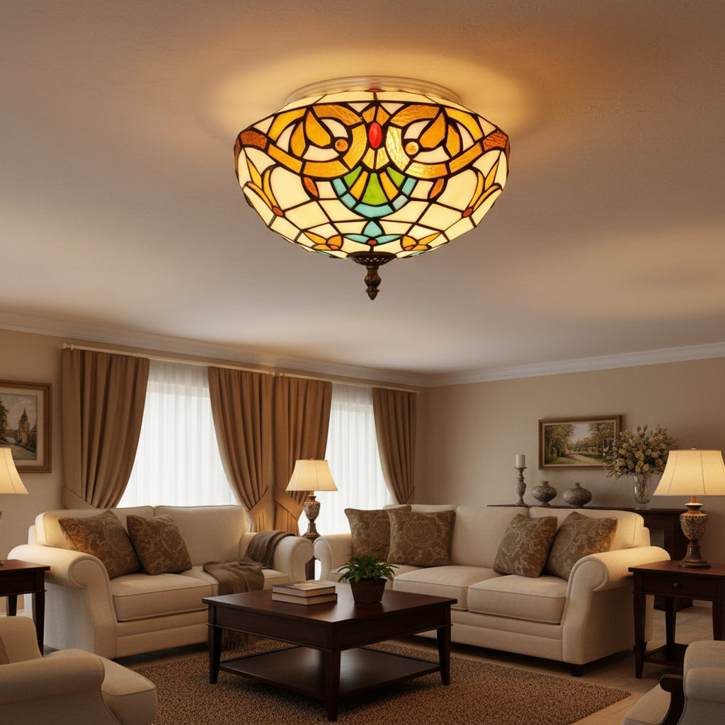 Multicolor Tiffany Stained Glass Ceiling Light