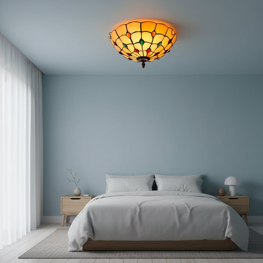 Tiffany Style Stained Glass Dome Ceiling Light