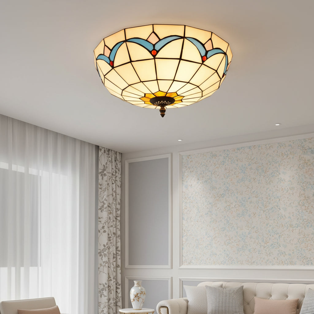 Geometric Stained Glass Tiffany Ceiling Light