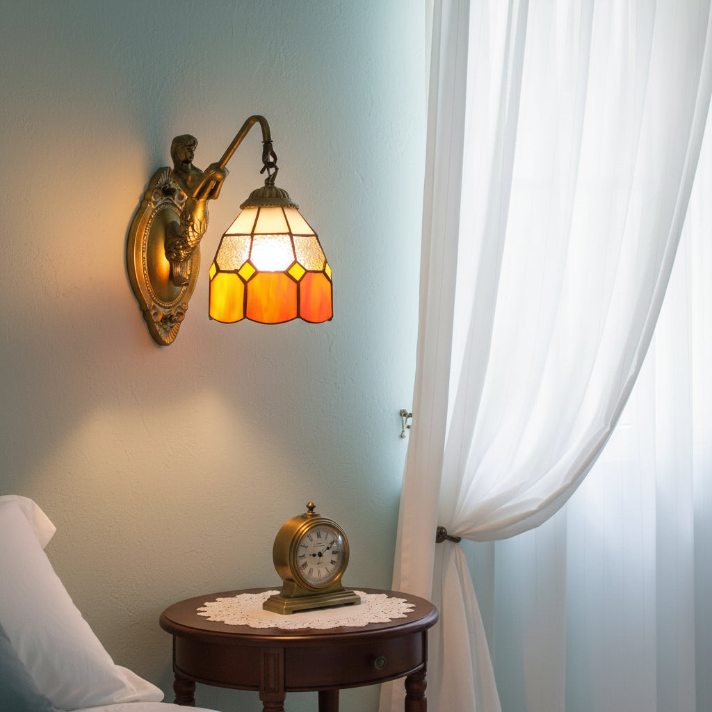 Tiffany Style Mermaid Wall Sconce with Bronze Finish