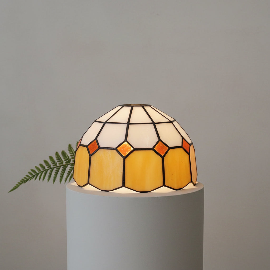 Geometric White Amber Tinted Glass Lampshade