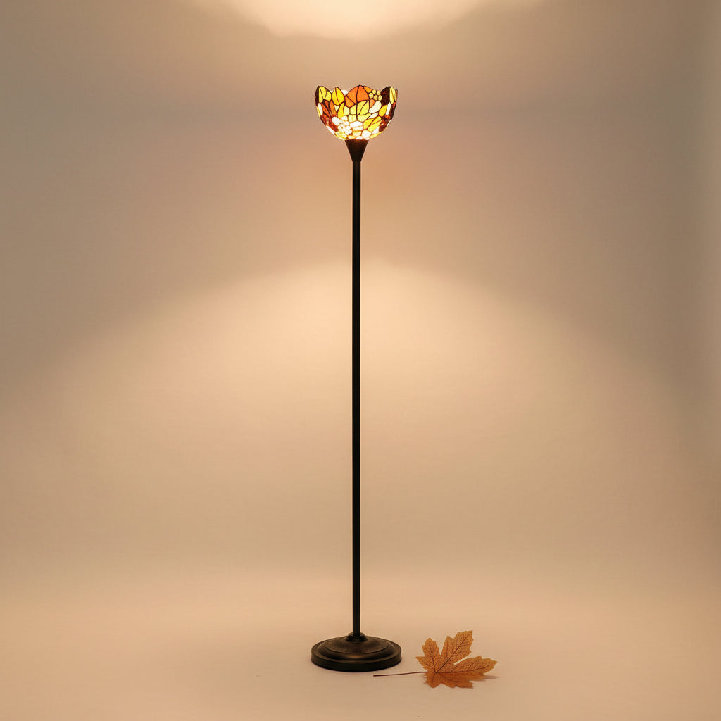 Floral Tiffany Style Floor Lamp in Stained Glass