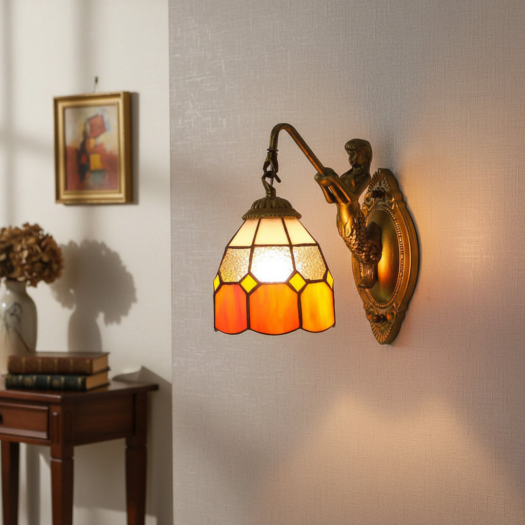Tiffany Style Mermaid Wall Sconce with Bronze Finish