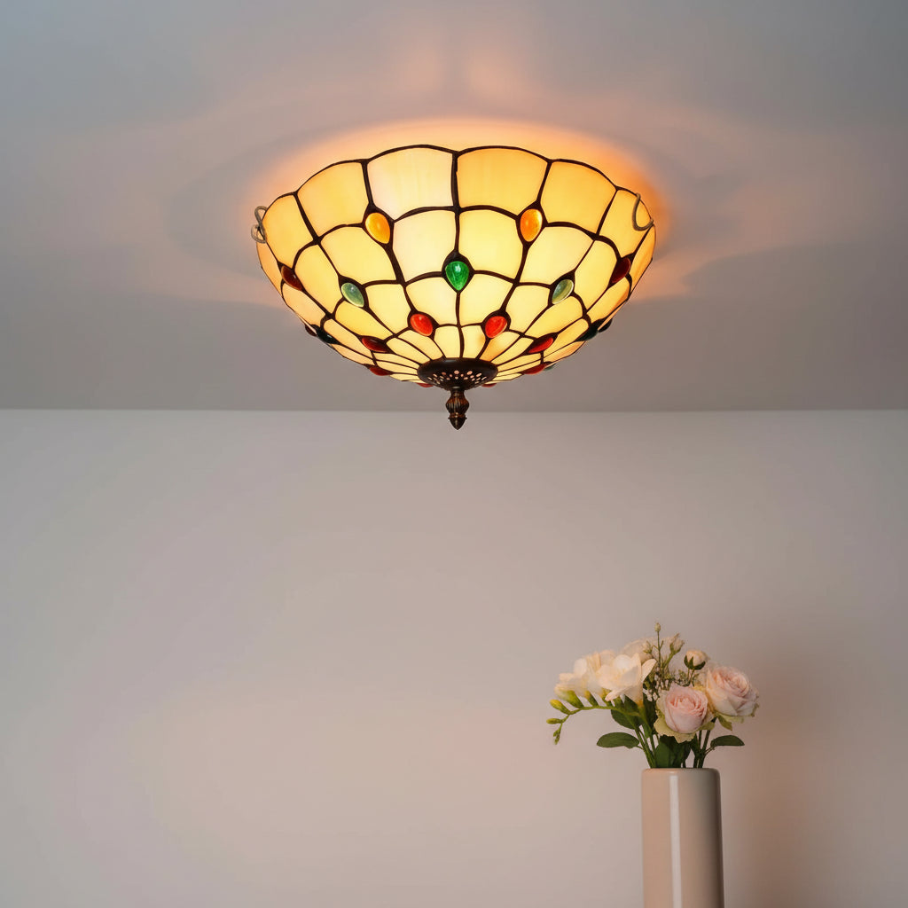 Tiffany Style Stained Glass Dome Ceiling Light