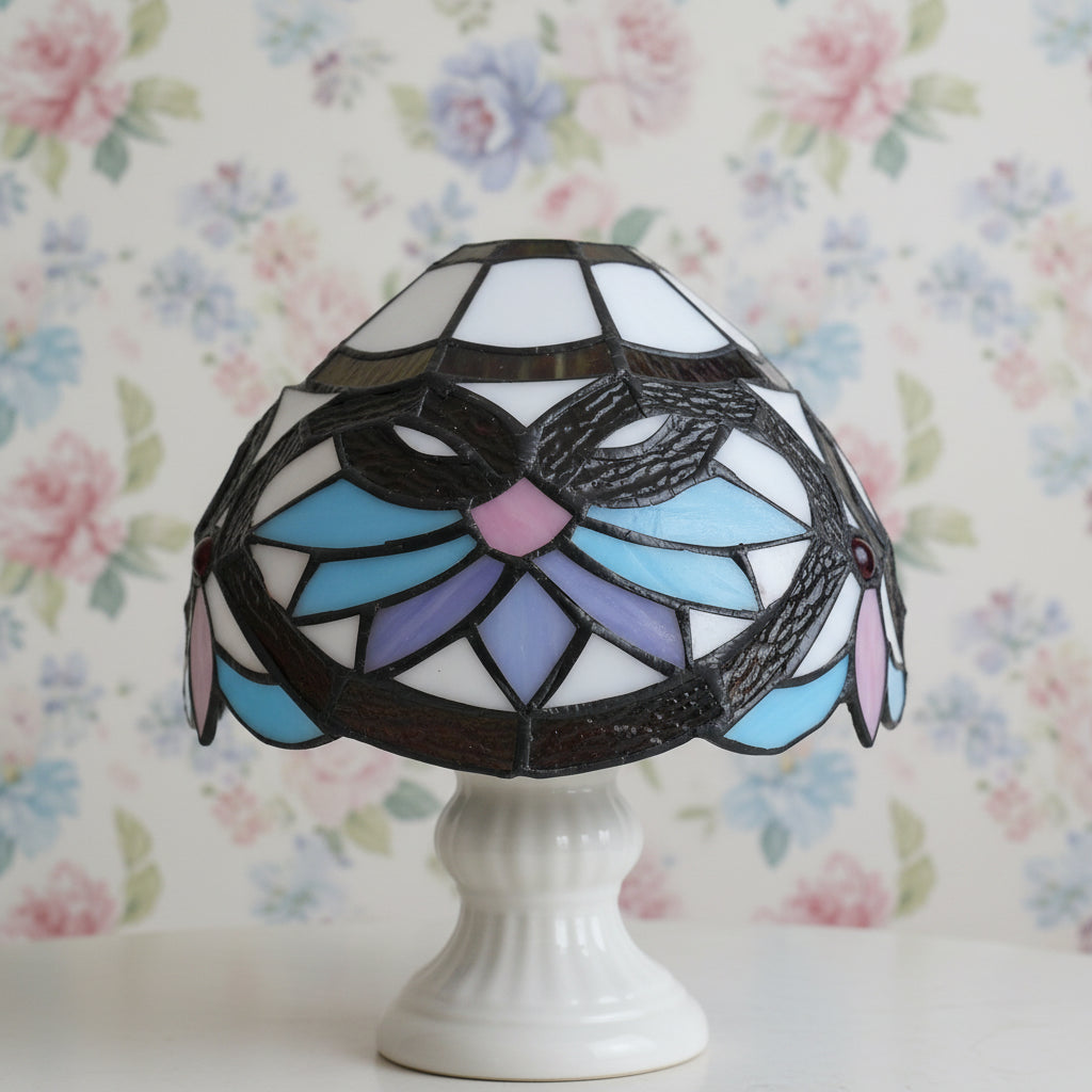 Tiffany Blue Pink Green Tinted Glass Lampshade